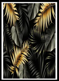 plakat-na-sciane-do-salonuwyblakle-zlote-liany-dzungla-gold-black-70x50cm