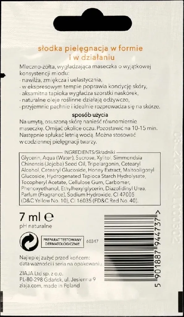 ziaja-maska-miod-tapioka-7ml-stan-nowy