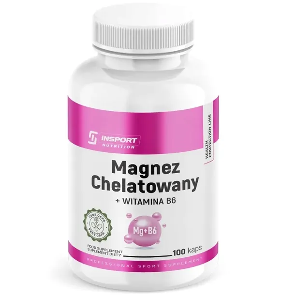GLICYNIAN MAGNEZU 1600 mg + B6 100 kap MAGNEZ CHELATOWANY Skurcze | INSPORT