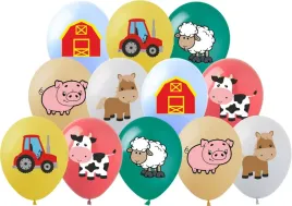 balony-farma-wies-12szt-urodzinowe-zestaw-balonow-traktor-krowa