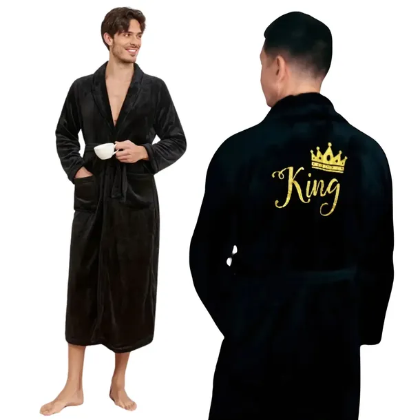 SZLAFROK MĘSKI CIEPŁY L/XL DŁUGI MIĘKKI ELEGANCKI KING PREZENT URODZINY