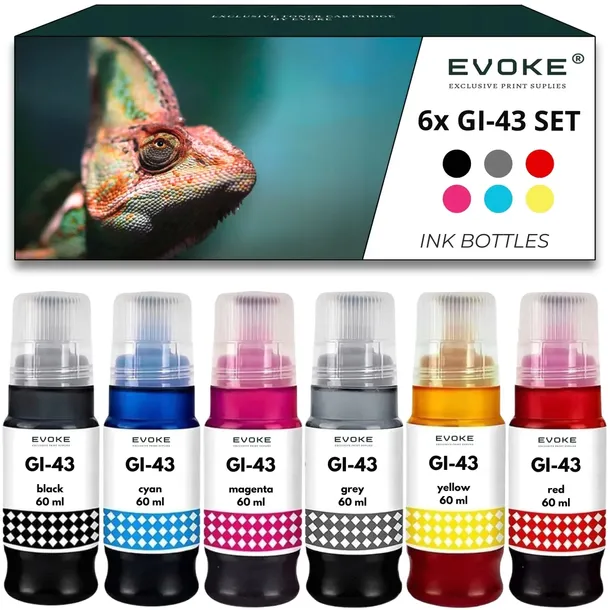 Tusz do drukarki Canon Pixma GI43 | Zestaw 6x 60ml GI-43 | Pixma G540 G640