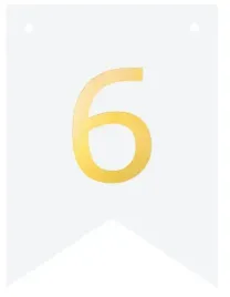 baner-diy-bialy-ze-zlota-cyfra-cyferka-zlota-cyfra-6-flagi-personalizowany