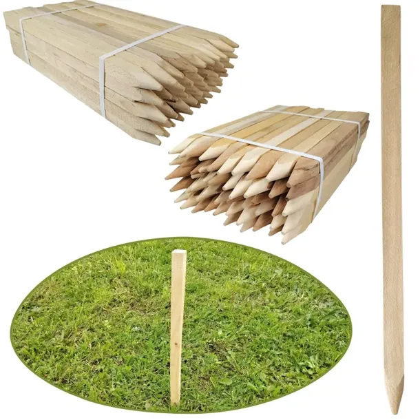 PALIKI GEODEZYJNE 24X24MM 50 CM KWADRATOWE DREWNIANE KOŁKI OGRODOWE 125 SZT