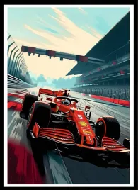 plakat-na-sciane-do-salonu-czerwony-bolid-ferrari-wygrana-formula-1-70x50cm