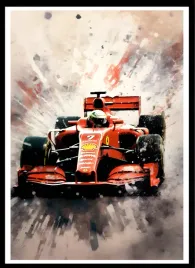 plakat-na-sciane-do-salonu-czerwony-bolid-ferrari-wygrana-formula-1-70x50cm