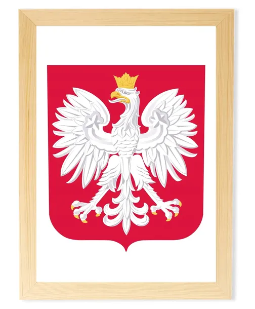 Godło Polski w ramie Drewnianej 29,7x42cm sosnowe