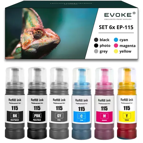 Tusz do drukarki Epson 115 | Zestaw 6 kolorów | EcoTank L8160 L8180