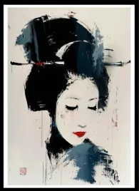 plakat-na-sciane-do-salonu-malowana-japonska-majestatyczna-geisha-70x50cm
