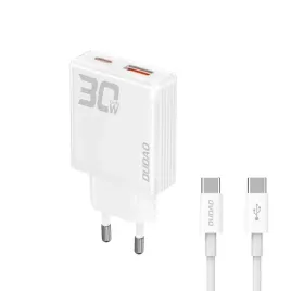 ladowarka-sieciowa-gan-30w-usb-a-usb-c-z-kablem-usb-c-biala-dudao
