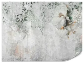 fototapeta-do-sypialnia-salonu-beton-kwiaty-liscie-tapeta-na-sciane-450x300