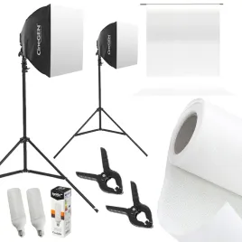 zestaw-studyjny-biale-tlo-klipsy-stelaz-2x-lampa-softbox-40x40cm-85w