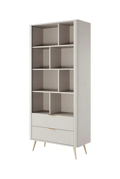 Regał z Szufladami LANTE 88 cm Beż Złote Nogi