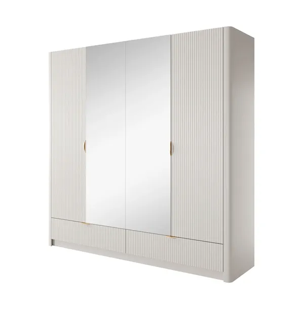 Szafa Garderoba LANTE 213 CM Beż + Lustro Szuflady