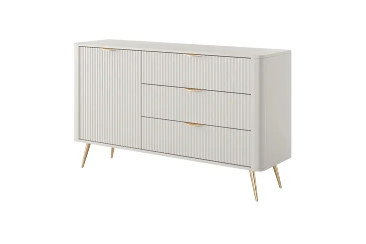 Komoda Jednodrzwiowa LANTE 138 cm 3 Szuflady Beż