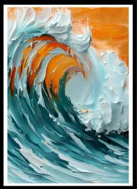 plakat-na-sciane-do-salonu-blekitna-fala-zachod-slonca-nad-oceanem-70x50cm
