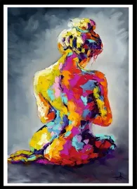 plakat-na-sciane-do-salonu-kolorowa-sylwetka-kobiety-widok-na-plecy-70x50cm