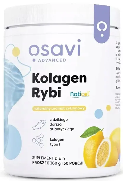 Osavi Kolagen Rybi z Dzikiego Dorsza Cytryna 360g Skóra WŁOSY Paznokcie