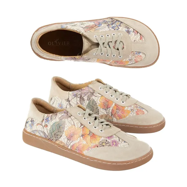 Buty barefoot damskie skórzane Olivier Eliza kwiaty beż 39