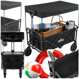 wozek-plazowy-z-daszkiem-przyczepka-100kg-czarna-skladany-na-wakacje-plaza