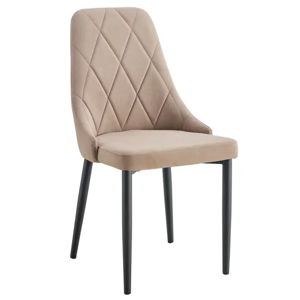 KRZESŁO TAPICEROWANE SALON WELUROWE STYLOWE GLAMOUR EVA KT201 TAUPE BEŻ