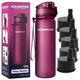 butelka-filtrujaca-bidon-aquaphor-city-500-ml-bordowa-zestaw-5-wkladow