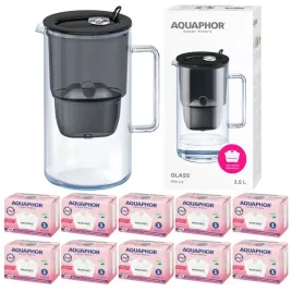 dzbanek-filtrujacy-szklany-aquaphor-glass-czarny-10-filtrow-maxfor-mg