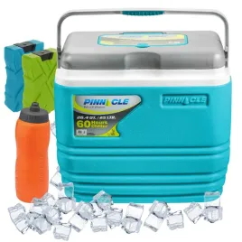 Zdjęcie produktu Zestaw lodówka turystyczna Pinnacle 25L niebieska + 2 wkłady 330ml + bidon