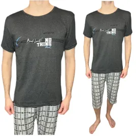 pizama-meska-grafit-melanz-krotki-rekaw-komfortowa-no-thing-xl