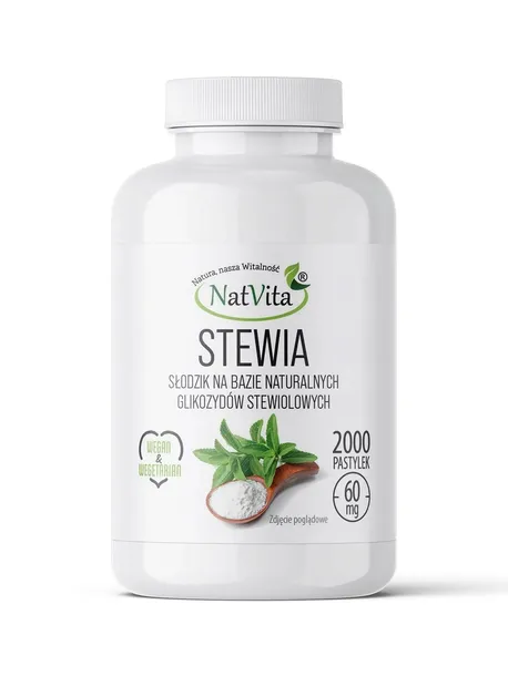 Stewia Słodzik Pastylki Naturalny Zamiennik Cukru Tabletki 2000szt NatVita