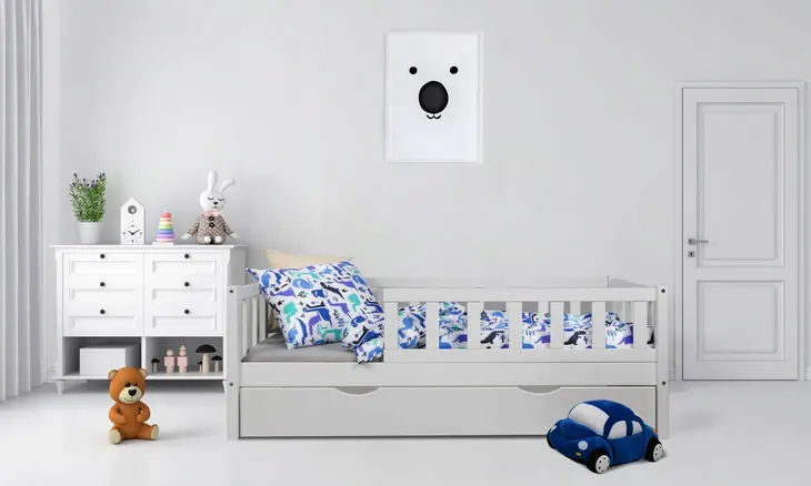 BEN Łóżko z szufladą WoodCraft łóżko dziecięce drewniane 180x90 szare