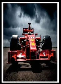 plakat-na-sciane-do-salonu-czerwony-bolid-burzowa-pogoda-formula-1-40x30-cm