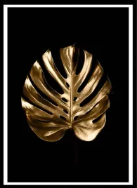 plakat-na-sciane-do-salonu-duzy-zloty-lisc-monstery-gold-black-40x30-cm