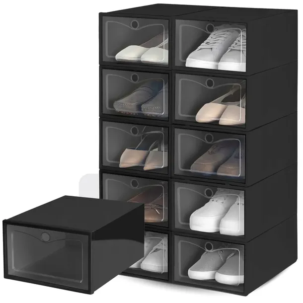 10x Pudełka na buty organizer pojemnik z przezroczystą klapą organizer duży