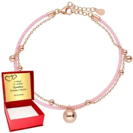 zlota-bransoletka-925-kulki-kuleczki-podwojna-sznurek-rozowy-rose-gold