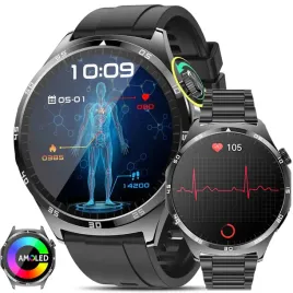 smartwatch-zegarek-ekg-cisnieniomierz-sklad-krwi-amoled-menu-polski-2-paski