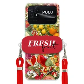 etui-do-xiaomi-poco-c40-czerwona-smycz-crossbody-uchwyt-fresh-fruit-owoce