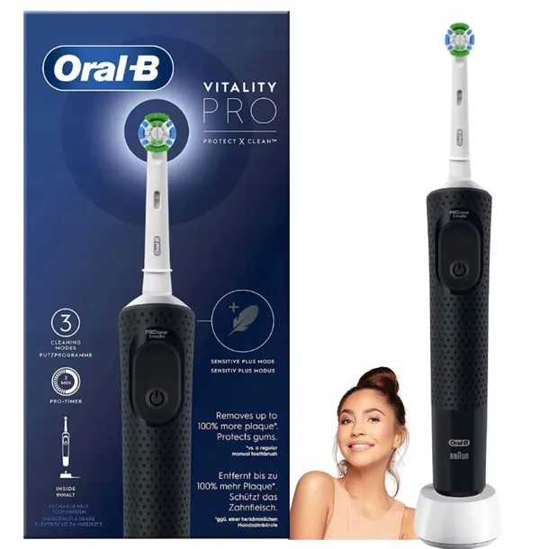 ORAL B SZCZOTECZKA DO ZĘBÓW ELEKTRYCZNA CZARNA 7600 OBROTÓW 3 TRYBY PRACY