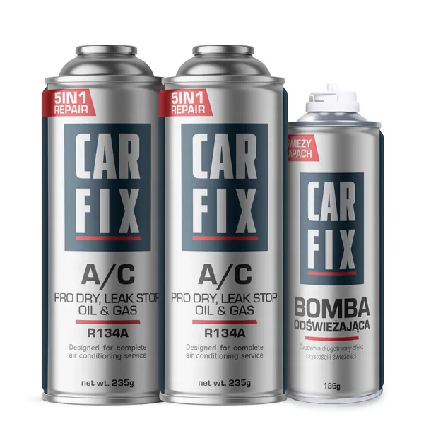 CARFIX 5w1 - 2x CZYNNIK CHŁODNICZY R134a GAZ DO KLIMATYZACJI + BOMBA