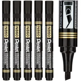 marker-pisak-flamaster-permanentny-sciety-pentel-n860-czarny-5-szt