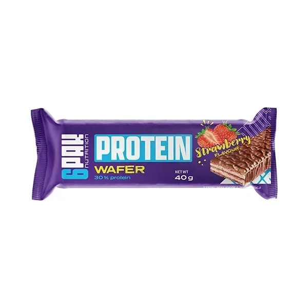 6PAK PROTEIN WAFEL 40g TRUSKAWKOWY BATON BIAŁKOWY