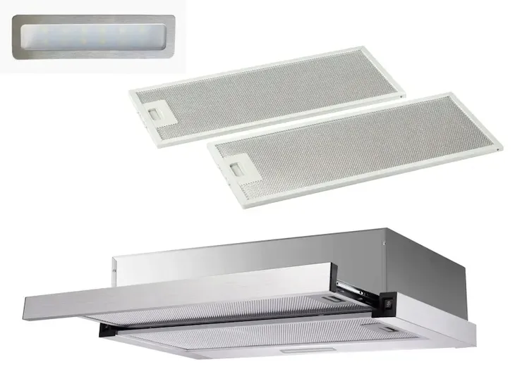 Okap kuchenny 50 cm do zabudowy teleskopowy pochłaniacz Arset, wydajny, LED