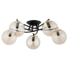 lampa-sufitowa-czarno-zlota-5xe14-szklane-kule-bursztyn-savi-alfa