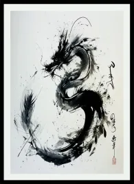 plakat-na-sciane-monochromatyczny-cyfrowy-japonski-smok-modern-100x70-cm
