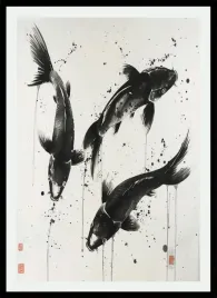 plakat-na-sciane-monochromatyczne-czarne-ryby-koi-styl-modern-100x70-cm