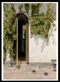 plakat-na-sciane-do-salonu-drewniane-stare-drzwi-winorosla-neutral-40x30