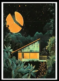 plakat-na-sciane-do-salonu-domek-w-kosmicznej-dzungli-kosmos-40x30-cm