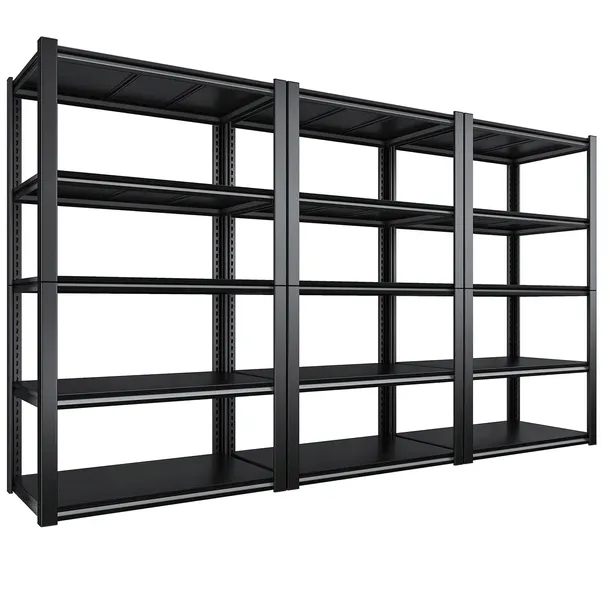 REGAŁ METALOWY czarny magazynowy 200x300x50 do garażu piwnicy biura DODAS