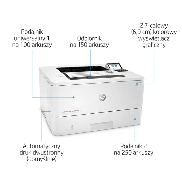 hp-laserjet-enterprise-m406dn-pojemnosc-podajnika-papieru-kartki-350