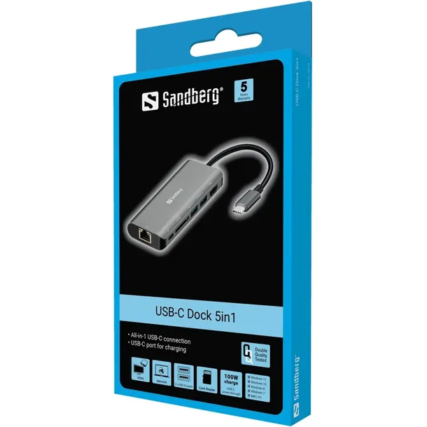 sandberg-usb-c-dock-hdmi-lan-sd-usb100w-stan-nowy-waga-z-opakowaniem-0-14-kg